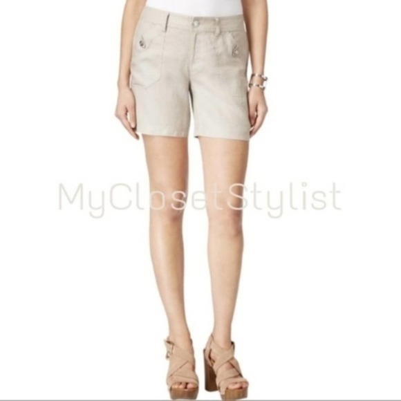 INC Crystal Natural Linen Walking Shorts NWT Pockets 4 xs International Concepts